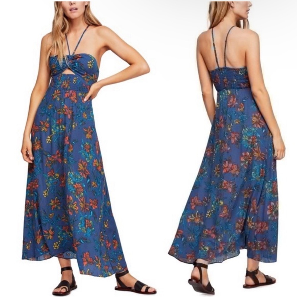 Free People intimately, One Step Ahead Maxi Dress in blue size medium
